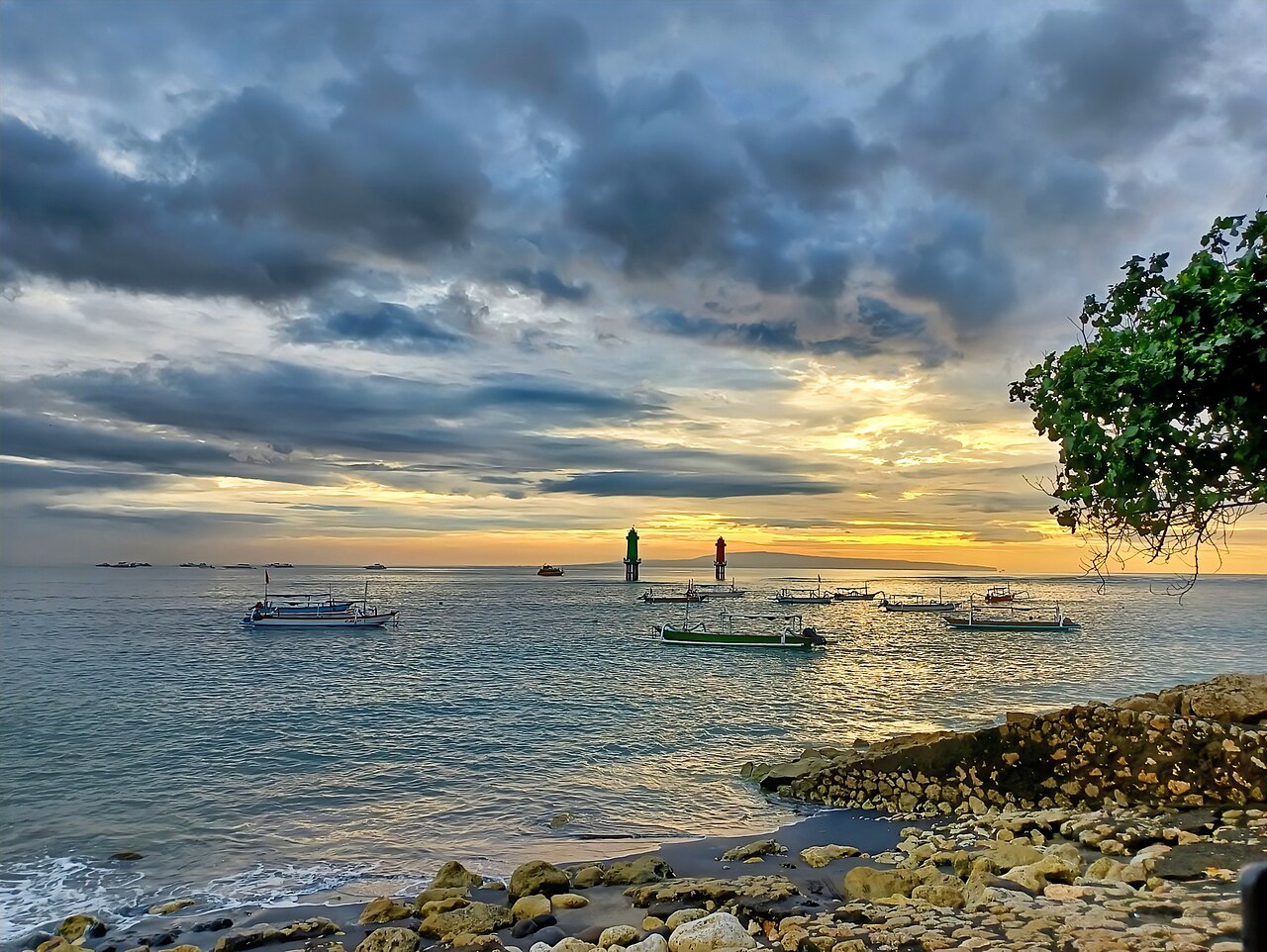 Calm waterfront scene at Sanur Beach Bali