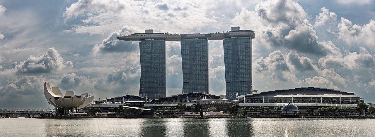 Panorama of Marina Bay Sands hotel and shopping complex in 2024