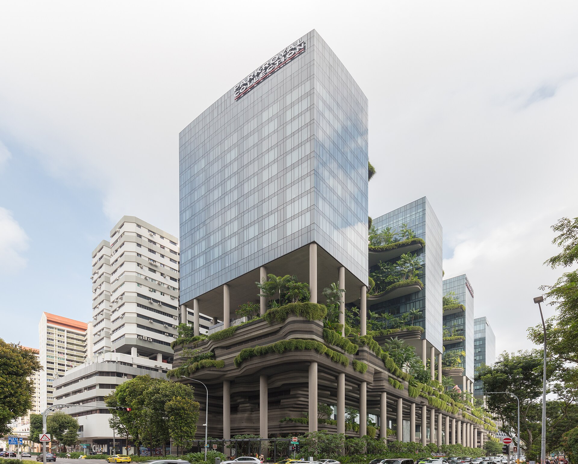 Garden-led hotel facade, Singapore, 2023