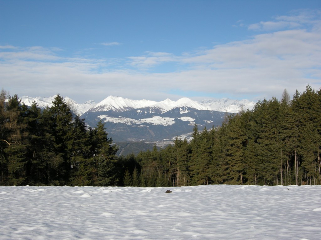 Snowy Dolomites and the Plose slopes near Brixen, not a photograph of FORESTIS hotel