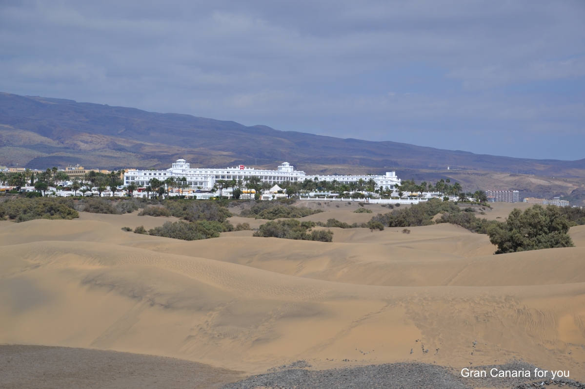 Nearby Maspalomas dune landscape — not a hotel room